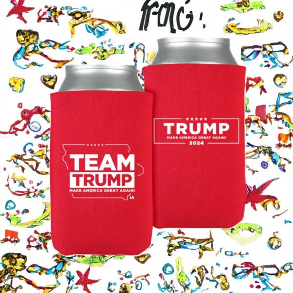 Team Trump 2024 Iowa Red Beverage Cooler: Show Your Support and Keep Your Drinks Cold - Image 2