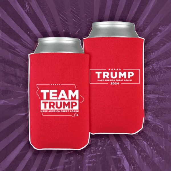 Team Trump 2024 Iowa Red Beverage Cooler: Show Your Support and Keep Your Drinks Cold - Image 3