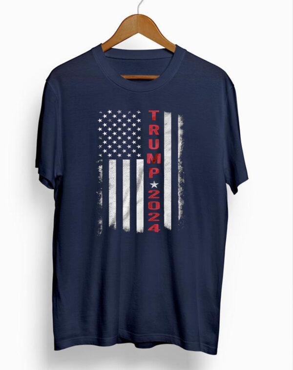 Vintage Trump 2024 American Flag Patriotic T-Shirt - Image 2