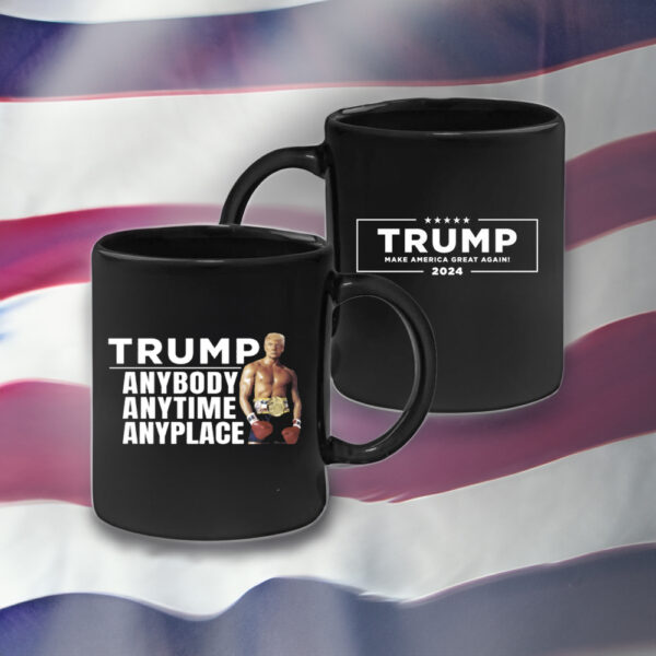 Trump Anybody Anytime Anyplace Black Mug: Show Your Support with Style