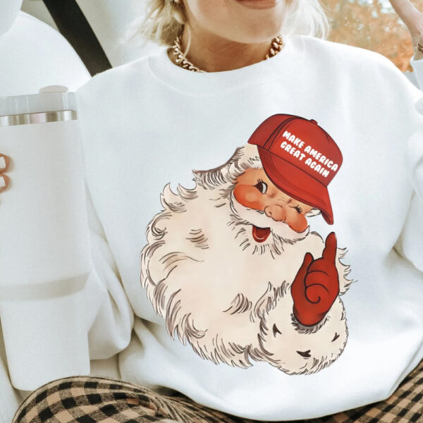 Trump 2024 Christmas: Make America Great Again Santa Hat Shirt - Image 2