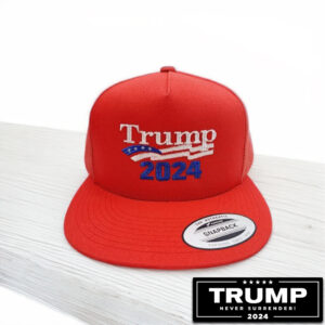 Trump 2024 Flat Bill Brim Trucker Mesh Snapback Hat Cap