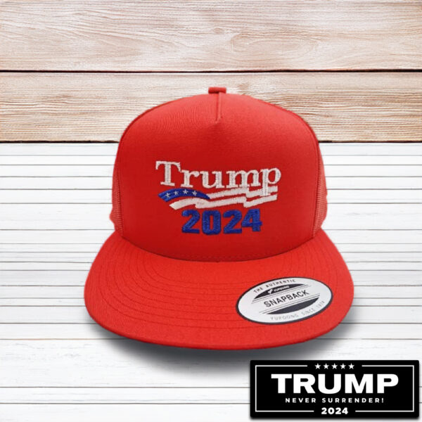 Trump 2024 Flat Bill Brim Trucker Mesh Snapback Hat Caps