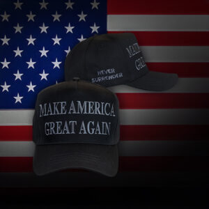 Trump 2024 Never Surrender Black MAGA Baseball Cap