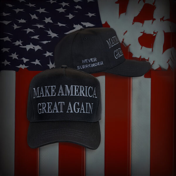 Trump 2024 Never Surrender Black MAGA Baseball Cap Hat