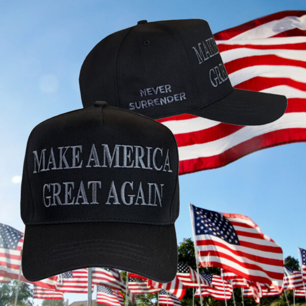 Trump 2024 Never Surrender Black MAGA Baseball Cap: Show Your Support in Style - Image 3