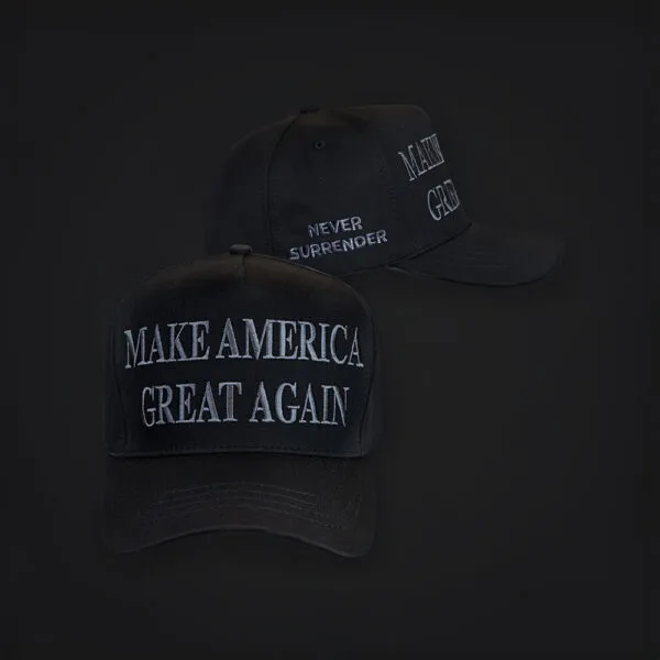 Trump 2024 Never Surrender Black MAGA Baseball Caps