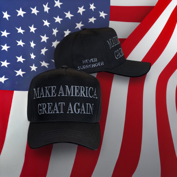 Trump 2024 Never Surrender Black MAGA Cap Hat