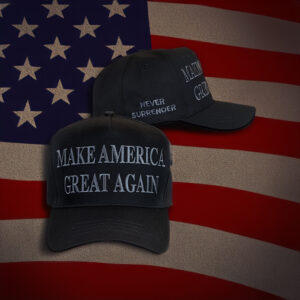 Trump 2024 Never Surrender Black MAGA Caps