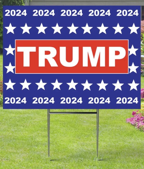 Show Your Support: Trump 2024 Yard Sign with Patriotic Stars - Image 2