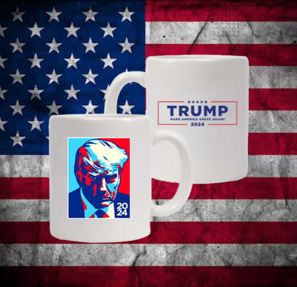 Trump Colorblock White Coffee Mug: Show Your Patriotism with Every Sip