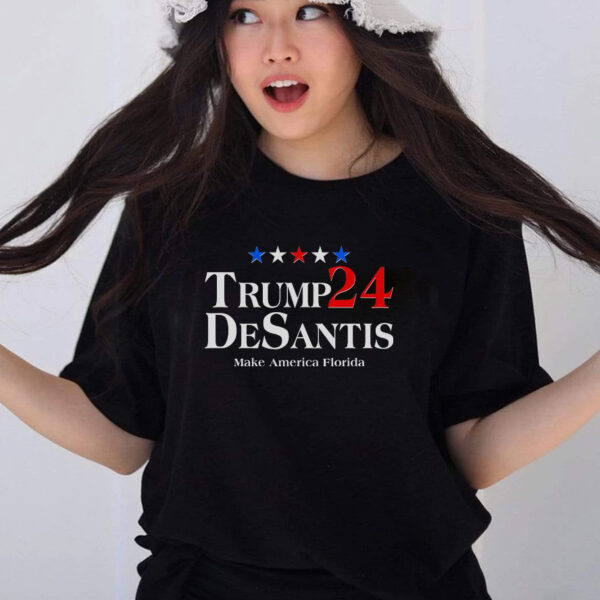 Trump DeSantis 2024: Make America Florida Again Election Logo T-Shirt - Image 2