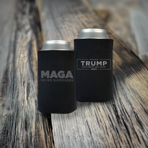 Trump MAGA NEVER SURRENDER Beverage Cooler: Keep Your Drinks Cold and Your Patriotism Strong - Image 2