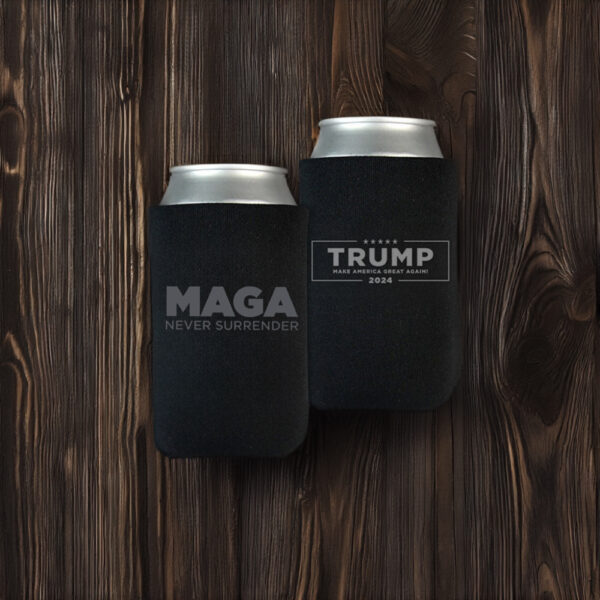 Trump MAGA NEVER SURRENDER Beverage Cooler: Keep Your Drinks Cold and Your Patriotism Strong