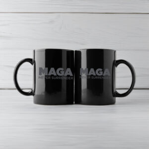 Trump MAGA NEVER SURRENDER Black Mug 1