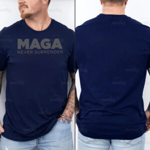 Trump MAGA NEVER SURRENDER Navy T Shirt