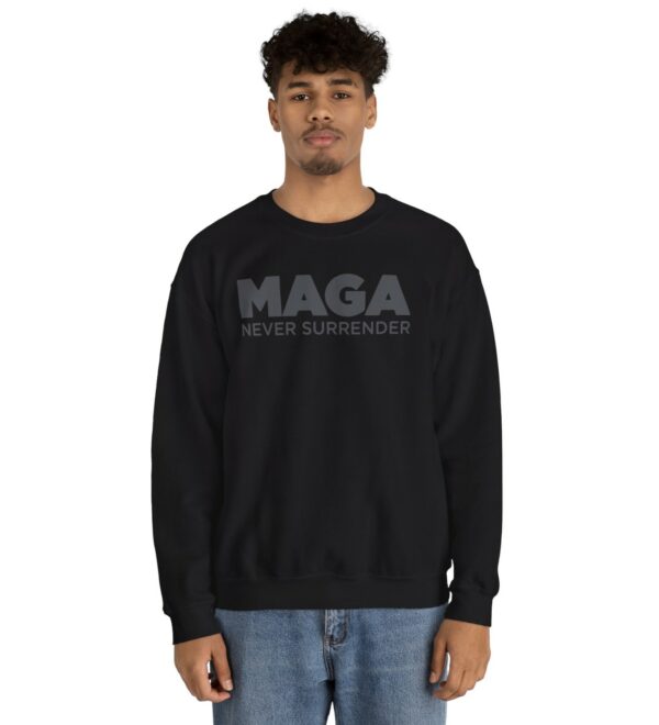 Trump MAGA Never Surrender Black Crewneck Sweatshirt Shirts