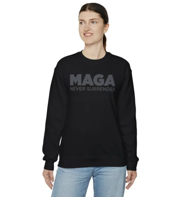 Trump MAGA Never Surrender Black Crewneck Sweatshirt T-Shirts