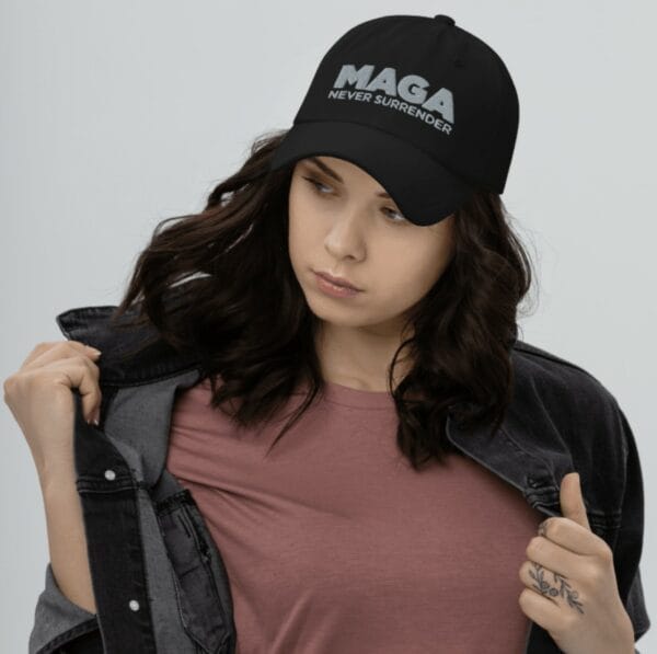 Trump MAGA Never Surrender Black Hats