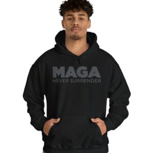 Trump MAGA Never Surrender Black Hoodie T-Shirt