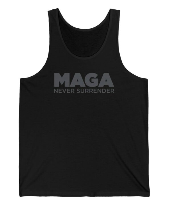 Trump MAGA Never Surrender Black Tank Top