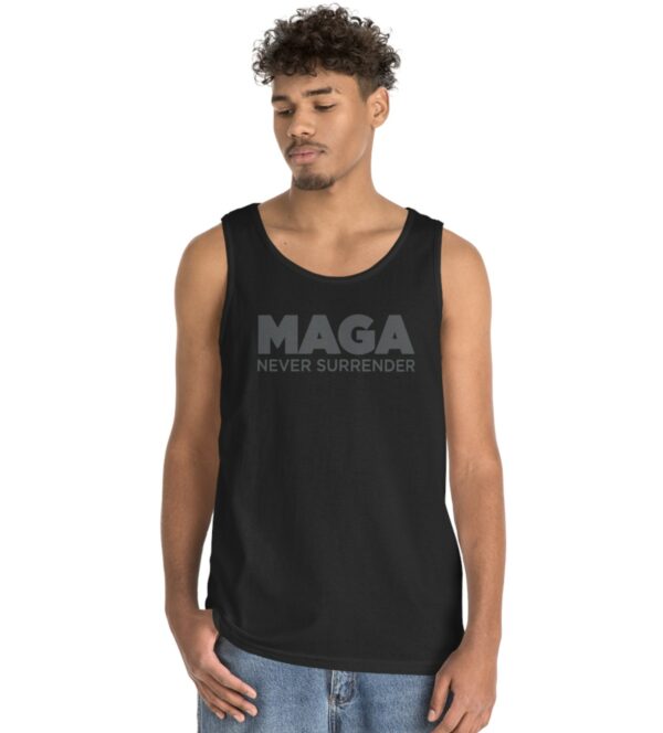 Trump MAGA Never Surrender Black Tank Top Tee