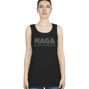 Trump MAGA Never Surrender Black Tank Tops