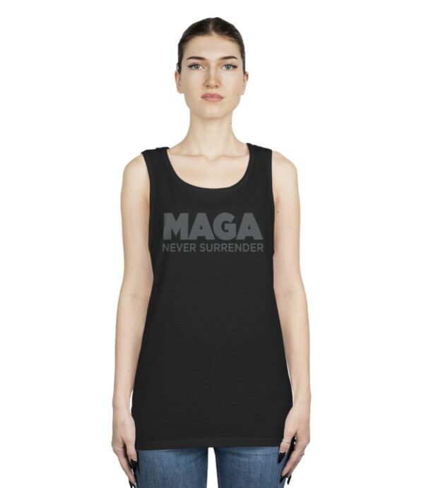 Trump MAGA Never Surrender Black Tank Tops