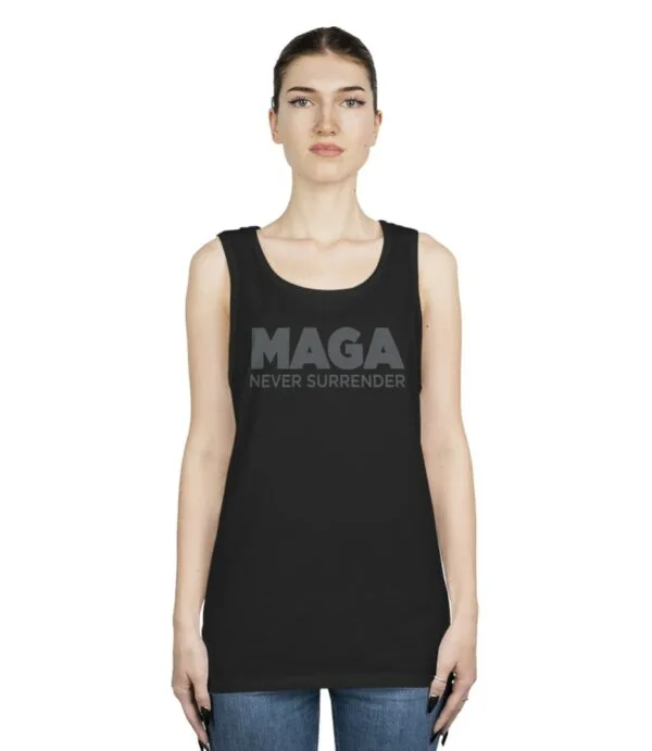 Trump MAGA Never Surrender Black Tank Tops