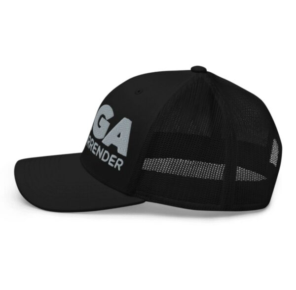 Trump MAGA Never Surrender Black Trucker Hats