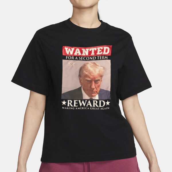 WANTED: Trump Mugshot Black T-Shirt - Image 2