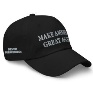 Trump Never Surrender Black MAGA 2024 Flag Usa Hat Cap