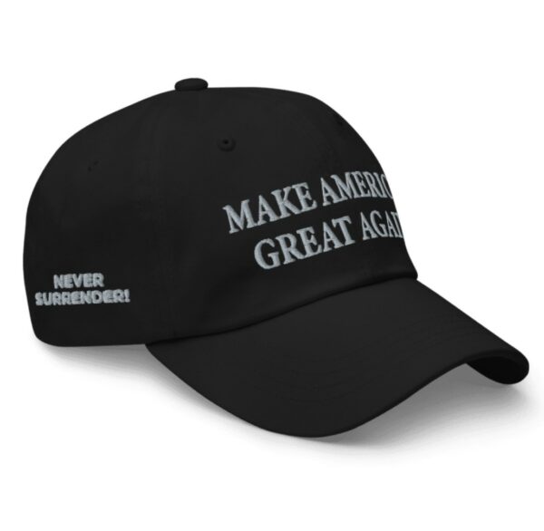 Trump Never Surrender Black MAGA 2024 Flag Usa Hat Cap