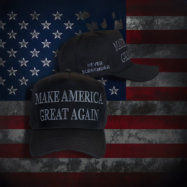 Trump Never Surrender Black MAGA 47 Hat