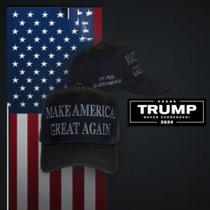 Trump Never Surrender Black MAGA Closed-Back Structured Cap