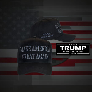 Trump Never Surrender Black MAGA Closed-Back Structured Caps