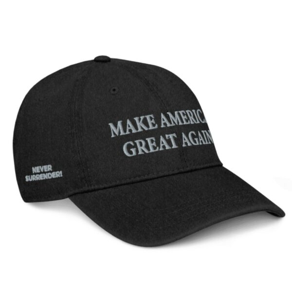 Trump Never Surrender Black MAGA Denim Hat