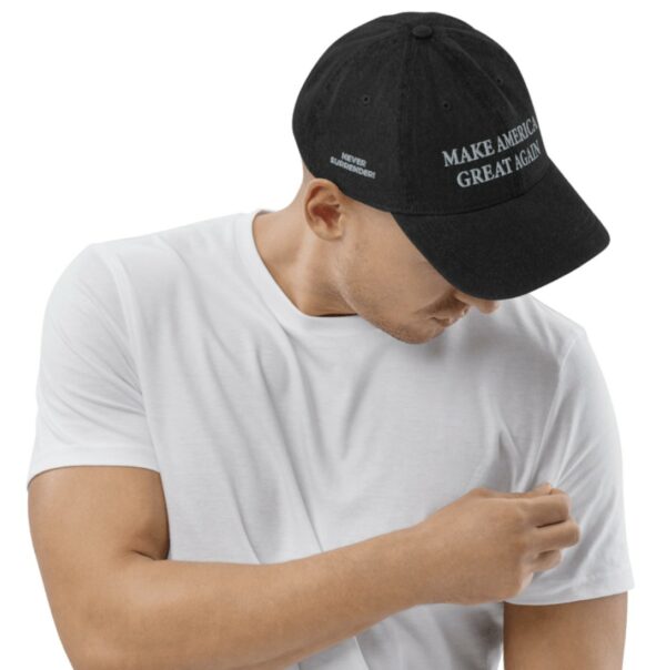 Trump Never Surrender Black MAGA Denim Hat Cap Men