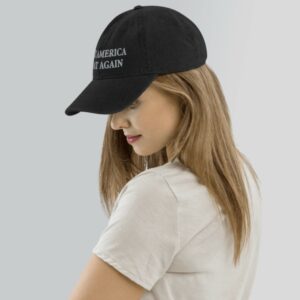 Trump Never Surrender Black MAGA Denim Hat Cap Women