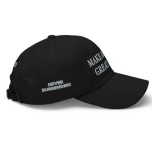 Trump Never Surrender Black MAGA Flag Usa Hat Cap