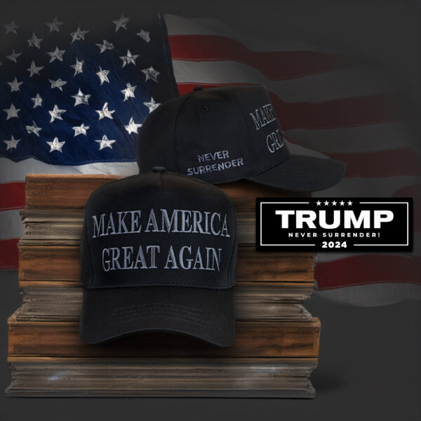 Trump Never Surrender Black MAGA Hat Cap