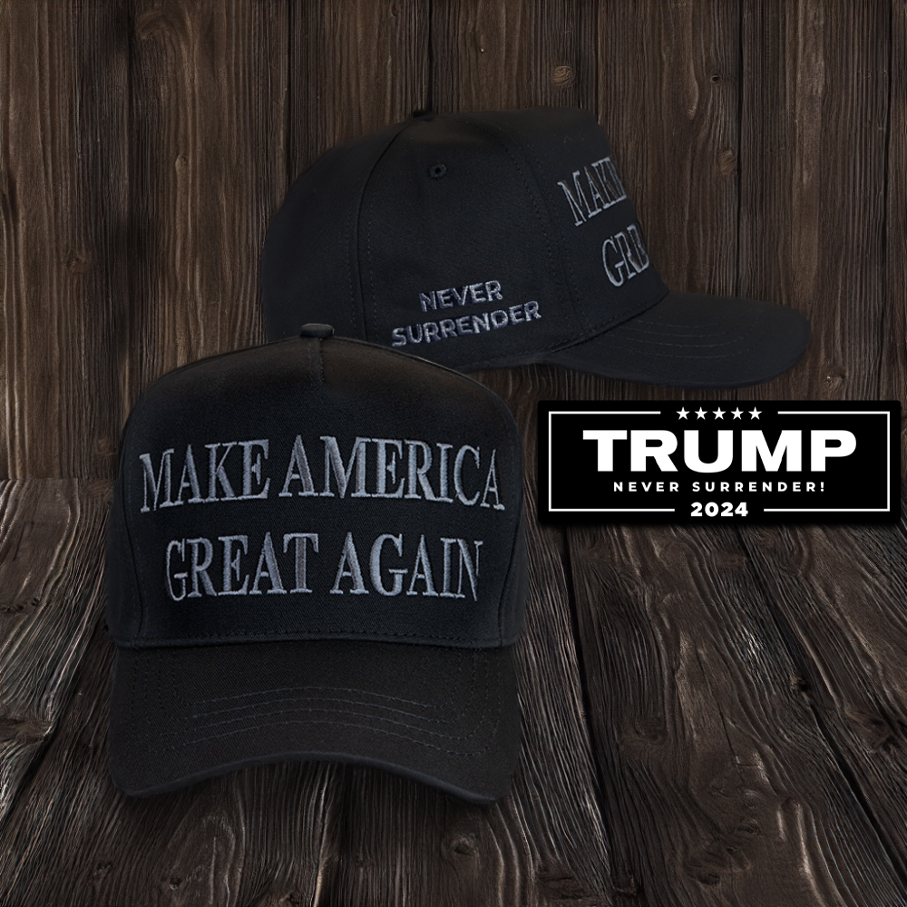 Trump Never Surrender Black MAGA Hat Hey, I just stepped off stage