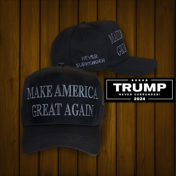 Trump Never Surrender Black MAGA Hat Hey, I just stepped off stages