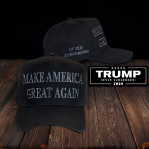 Trump Never Surrender Black MAGA Hat I STAND WITH PRESIDENT TRUMP