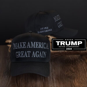 Trump Never Surrender Black MAGA Hat I STAND WITH PRESIDENT TRUMPS