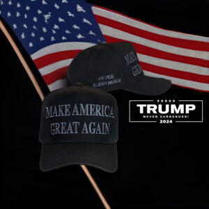 Trump Never Surrender Black MAGA Hats