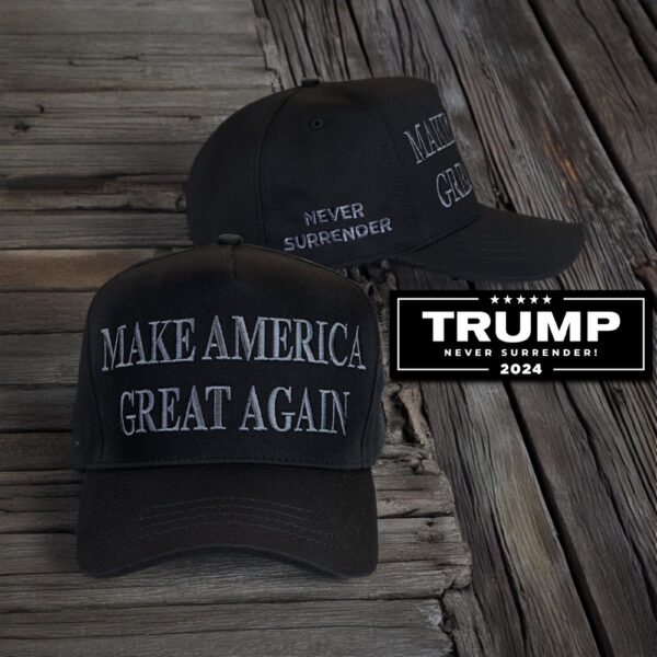 Trump Never Surrender Black MAGA Hats I STAND WITH PRESIDENT TRUMP