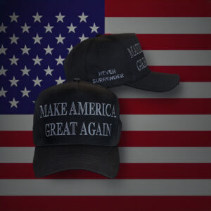 Trump Never Surrender Black MAGA Retro Trucker Hat