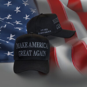 Trump Never Surrender Black MAGA Retro Trucker Hat Cap