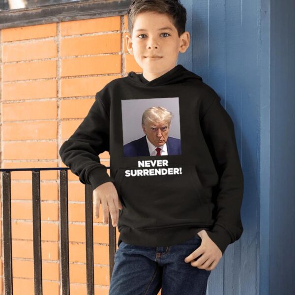 Trump Never Surrender Youth Hoodie T-Shirt: Show Your Patriotism and Support - Image 2